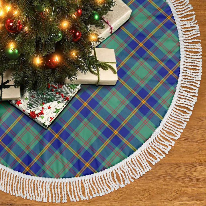 Scottish US Marine Clan Tartan Christmas Tree Skirt Tassels 2 Tartan Plaid