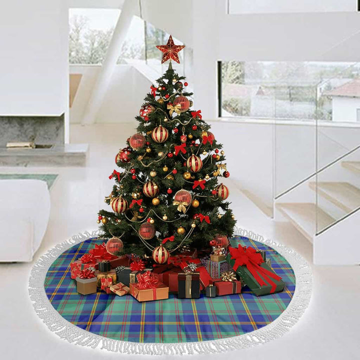 Scottish US Marine Clan Tartan Christmas Tree Skirt Tassels 3 Tartan Plaid