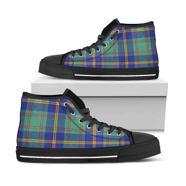 Scottish US Marine Clan Tartan High Top Shoes Black Sole Tartan Plaid
