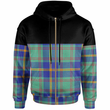 Scottish US Marine Clan Tartan Hoodie - Horizontal Style Zip Tartan Plaid