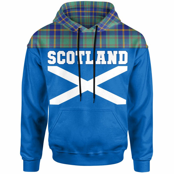 Scottish US Marine Clan Tartan Hoodie - Lion Rampant of Scotland With Flag Front Side Tartan Plaid