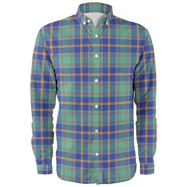 Scottish US Marine Clan Tartan Long Sleeve Shirt Front Side Tartan Plaid
