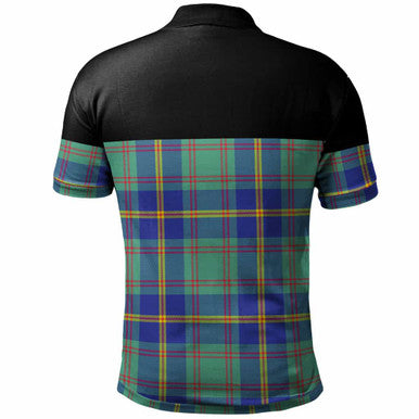 Scottish US Marine Clan Tartan Polo Shirt - Horizontal Style Back Side Tartan Plaid