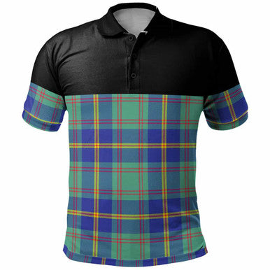 Scottish US Marine Clan Tartan Polo Shirt - Horizontal Style Front Side Tartan Plaid