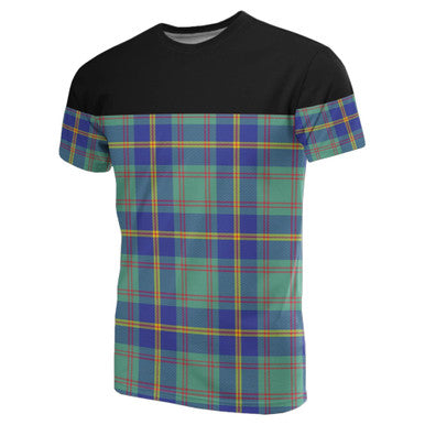 Scottish US Marine Clan Tartan T-Shirt Horizontal Style Front Side Tartan Plaid