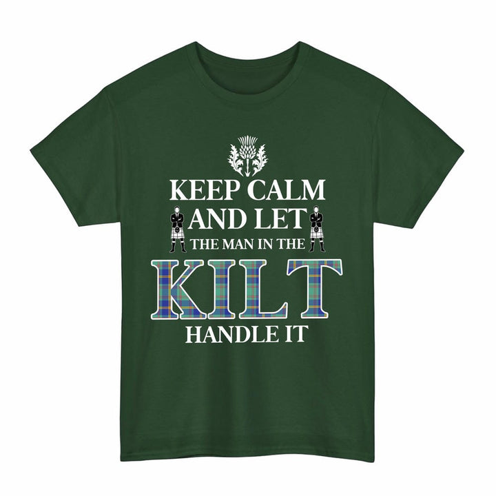 Scottish US Marine Clan Tartan T-Shirt - Keep Calm Tartan Plaid Forest Green Color