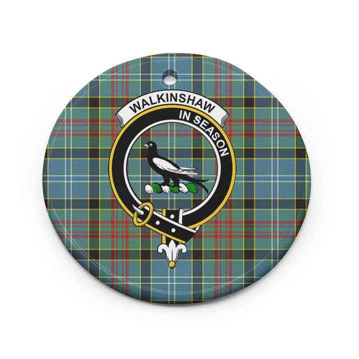 Scottish Walkinshaw Clan Crest Tartan Ceramic Ornament Circle Shape Tartan Plaid