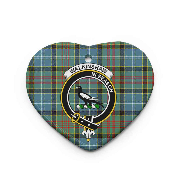 Scottish Walkinshaw Clan Crest Tartan Ceramic Ornament Heart Shape Tartan Plaid