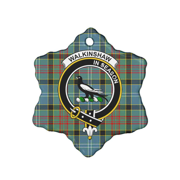 Scottish Walkinshaw Clan Crest Tartan Ceramic Ornament Snow Flake Shape Tartan Plaid