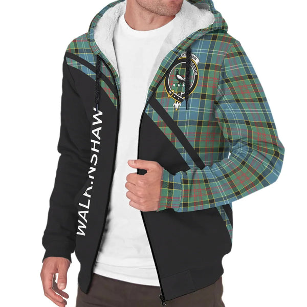 Scottish Walkinshaw Clan Crest Tartan Curve Sherpa Hoodie