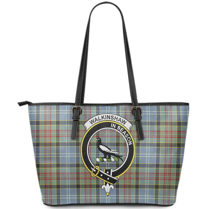 Scottish Walkinshaw Clan Crest Tartan Leather Tote Tartan Plaid