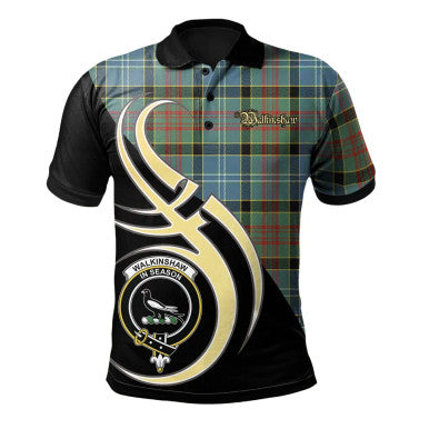Scottish Walkinshaw Clan Crest Tartan Polo Shirt Believe in Me Front Side Tartan Plaid