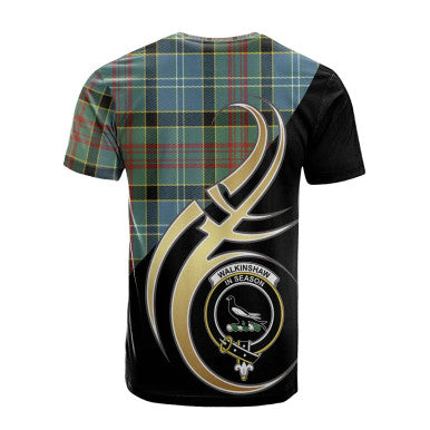 Scottish Walkinshaw Clan Crest Tartan T-Shirt Believe in Me Back Side Tartan Plaid