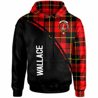 Scottish Wallace Clan Crest Tartan Curve Hoodie Front Side Tartan Plaid