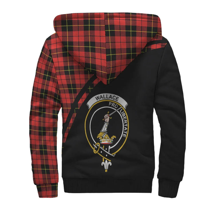 Scottish Wallace Clan Crest Tartan Curve Sherpa Hoodie