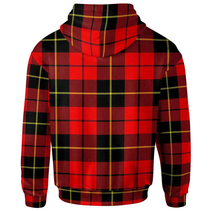 Scottish Wallace Clan Crest Tartan Hoodie Back Side Tartan Plaid