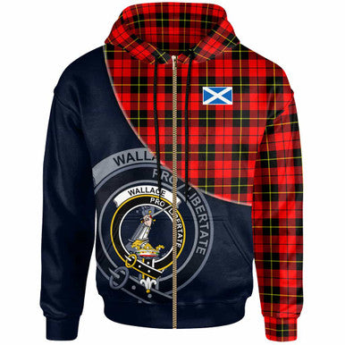 Scottish Wallace Clan Crest Tartan Hoodie - Bend Style Zip-up Tartan Plaid