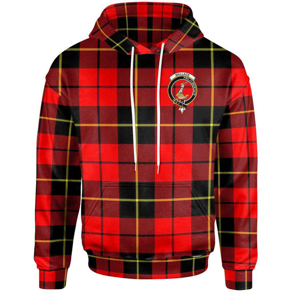 Scottish Wallace Clan Crest Tartan Hoodie Front Side Tartan Plaid