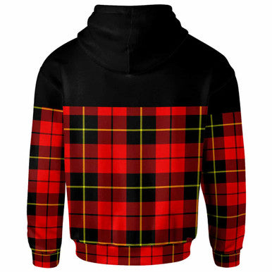 Scottish Wallace Clan Crest Tartan Hoodie - Horizontal Style Back Side Tartan Plaid