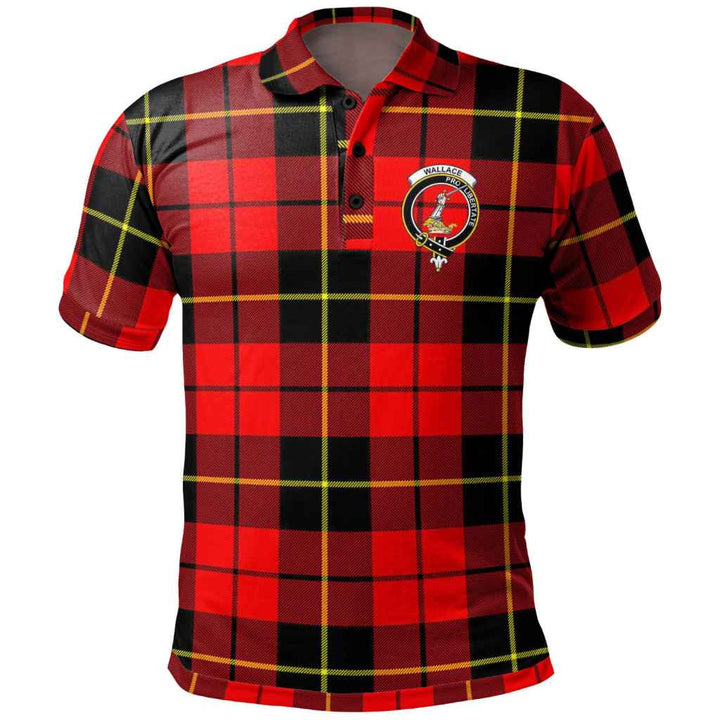Scottish Wallace Clan Crest Tartan Polo Shirt Front Side Tartan Plaid