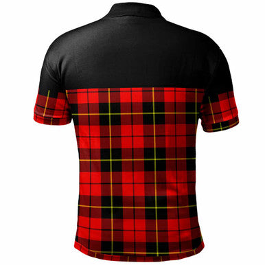 Scottish Wallace Clan Crest Tartan Polo Shirt - Horizontal Style Back Side Tartan Plaid