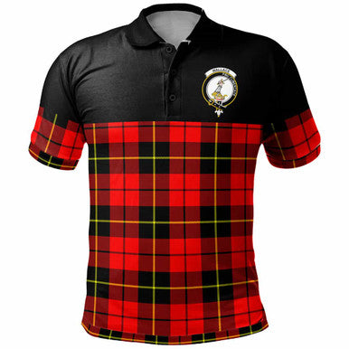 Scottish Wallace Clan Crest Tartan Polo Shirt - Horizontal Style Front Side Tartan Plaid