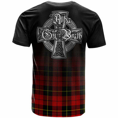 Scottish Wallace Clan Crest Tartan T-Shirt - Alba Gu Brath Family Crest Celtic Inspired Back Side Tartan Plaid