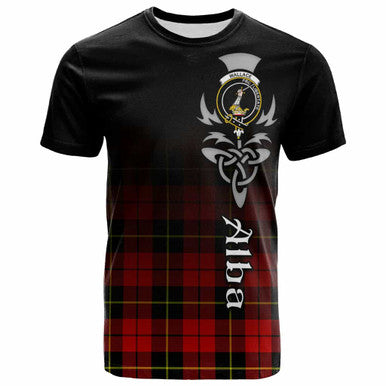 Scottish Wallace Clan Crest Tartan T-Shirt - Alba Gu Brath Family Crest Celtic Inspired Front Side Tartan Plaid