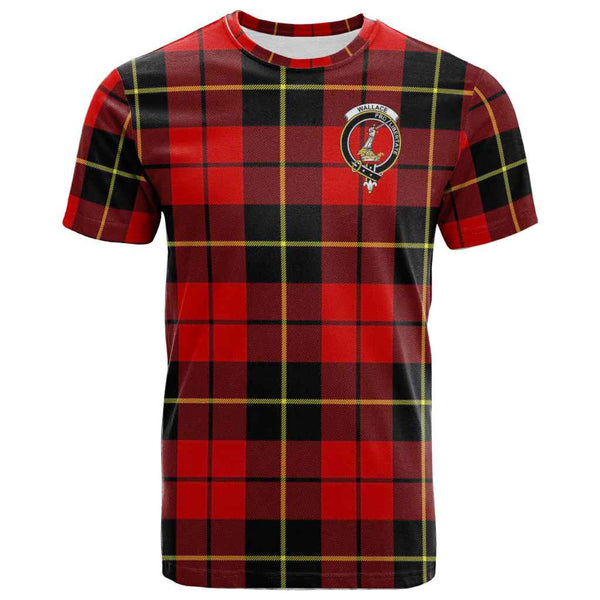 Scottish Wallace Clan Crest Tartan T-Shirt Front Side Tartan Plaid