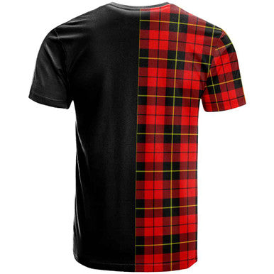 Scottish Wallace Clan Crest Tartan T-Shirt Half in Me Back Side Tartan Plaid