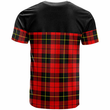 Scottish Wallace Clan Crest Tartan T-Shirt - Horizontal Style Back Side Tartan Plaid