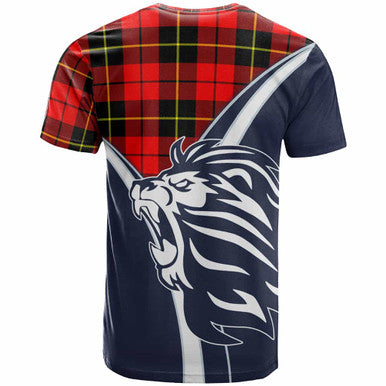 Scottish Wallace Clan Crest Tartan T-Shirt - Bend Style Back Side Tartan Plaid