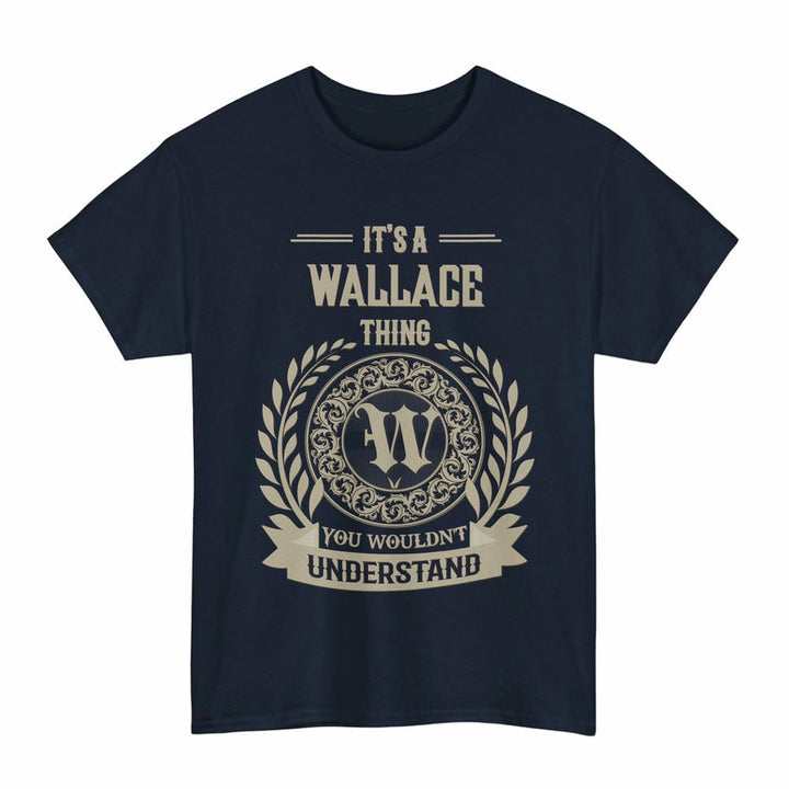 Scottish Wallace Clan Tartan T-Shirt - Vintage Family Name Tartan Plaid Navy Color