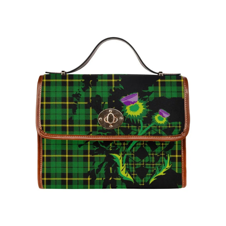 Scottish Wallace Hunting - Green Clan Tartan Waterproof Canvas Bag With Thistle Tartan Plaid 1