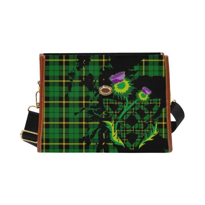 Scottish Wallace Hunting - Green Clan Tartan Waterproof Canvas Bag With Thistle Tartan Plaid 2