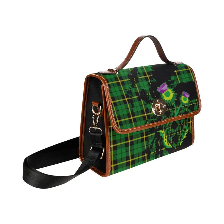 Scottish Wallace Hunting - Green Clan Tartan Waterproof Canvas Bag With Thistle Tartan Plaid 3