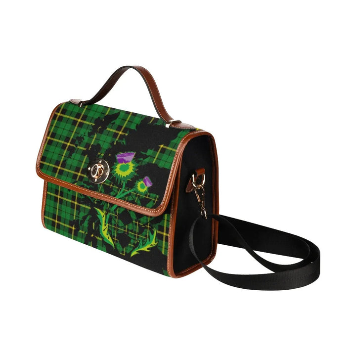 Scottish Wallace Hunting - Green Clan Tartan Waterproof Canvas Bag With Thistle Tartan Plaid 4
