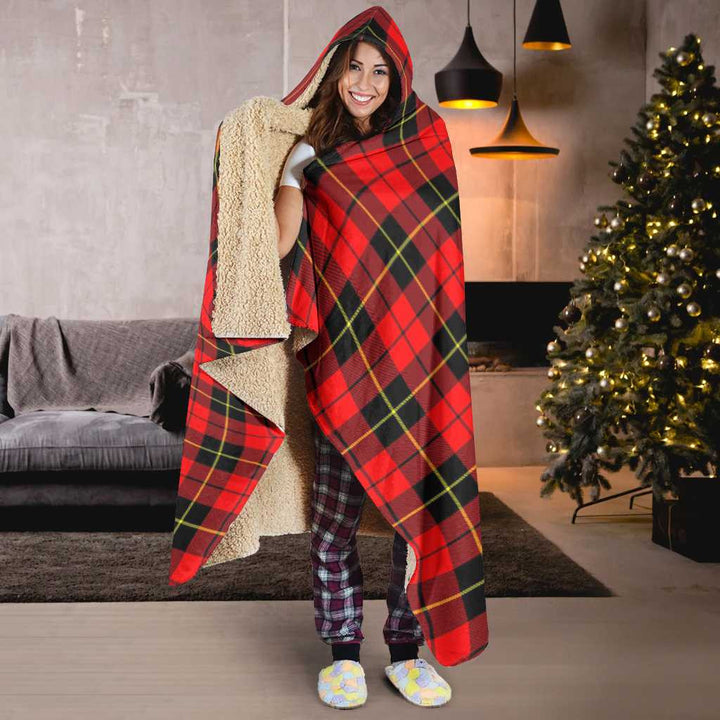 Scottish Wallace Hunting - Red Clan Tartan Hooded Blanket Tartan Plaid 6