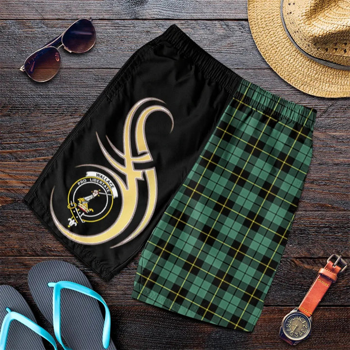 Scottish Wallace Hunting Ancient Clan Crest Tartan Believe in Me Men's Shorts