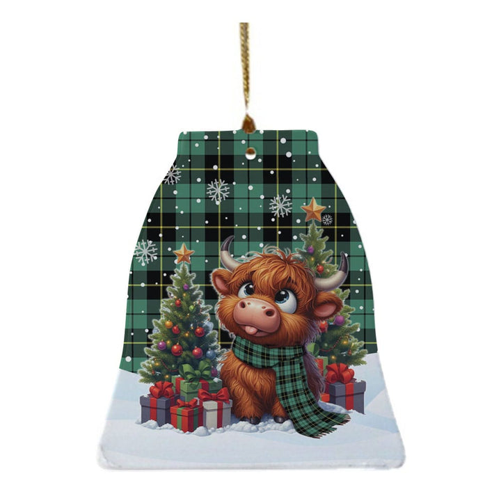 Scottish Wallace Hunting Ancient Clan Tartan Ceramic Ornament Cute Highland Cow Christmas Bell Style Tartan Plaid