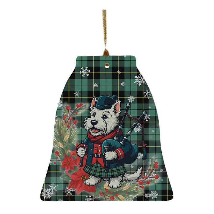 Scottish Wallace Hunting Ancient Clan Tartan Ceramic Ornament Cute Scottish Terrier Dog Bell Style Tartan Plaid