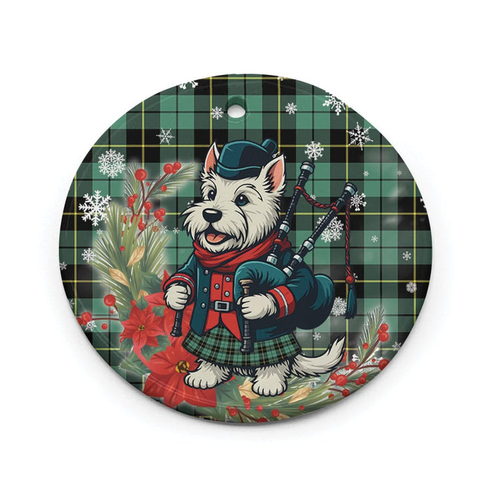 Scottish Wallace Hunting Ancient Clan Tartan Ceramic Ornament Cute Scottish Terrier Dog Circle Style Tartan Plaid