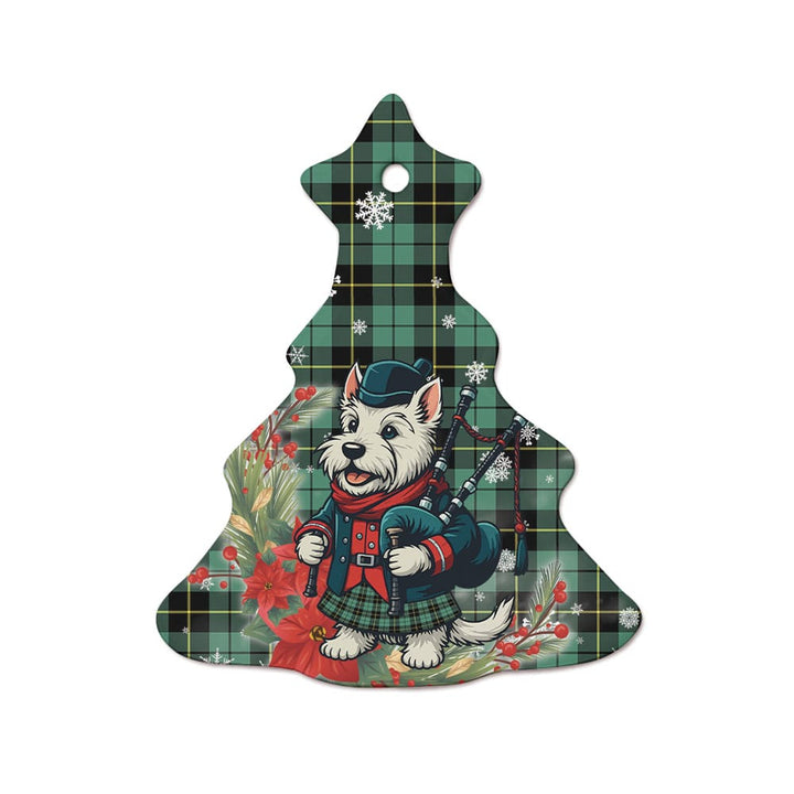 Scottish Wallace Hunting Ancient Clan Tartan Ceramic Ornament Cute Scottish Terrier Dog Tree Style Tartan Plaid
