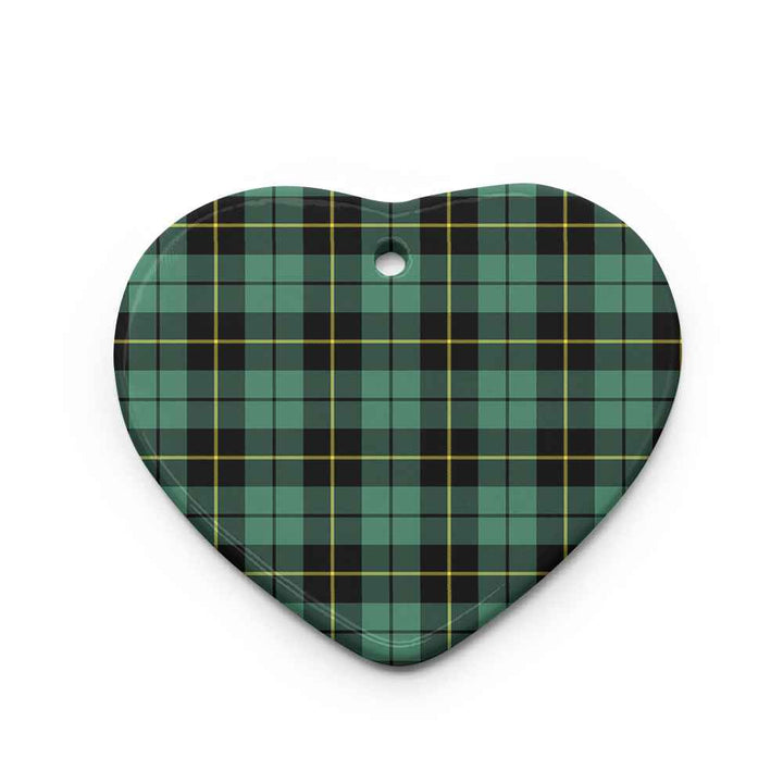 Scottish Wallace Hunting - Red Clan Tartan Ceramic Ornament Heart Shape Tartan Plaid