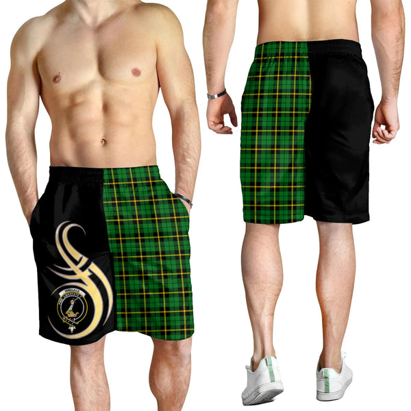 Scottish Wallace Hunting - Green Clan Crest Tartan Believe in Me Men's Shorts