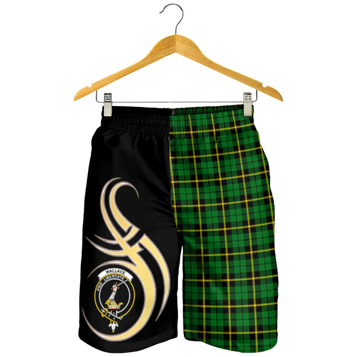 Scottish Wallace Hunting - Green Clan Crest Tartan Believe in Me Men's Shorts