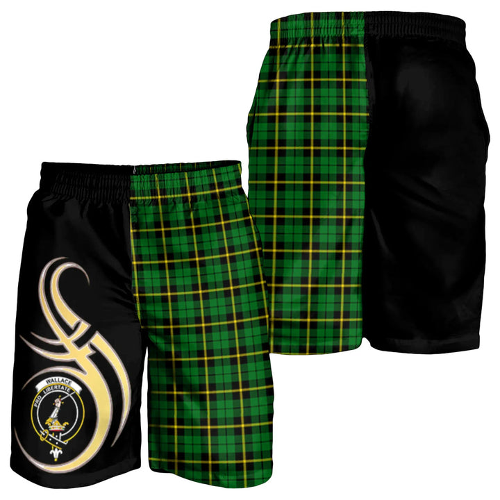 Scottish Wallace Hunting - Green Clan Crest Tartan Believe in Me Men's Shorts