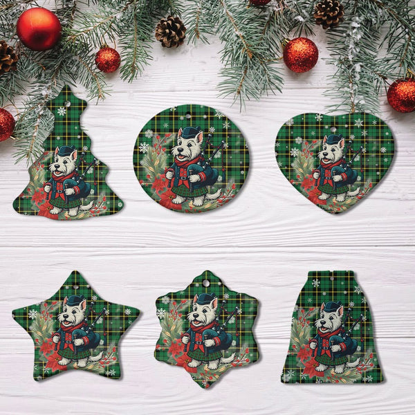 Scottish Wallace Hunting - Green Clan Tartan Ceramic Ornament Cute Scottish Terrier Dog All Style Tartan Plaid