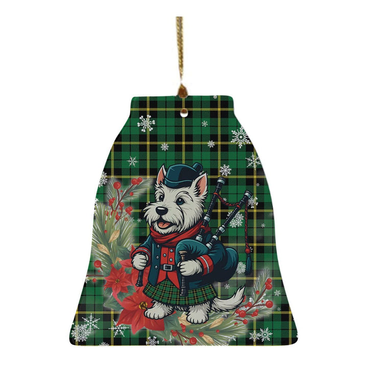 Scottish Wallace Hunting - Green Clan Tartan Ceramic Ornament Cute Scottish Terrier Dog Bell Style Tartan Plaid