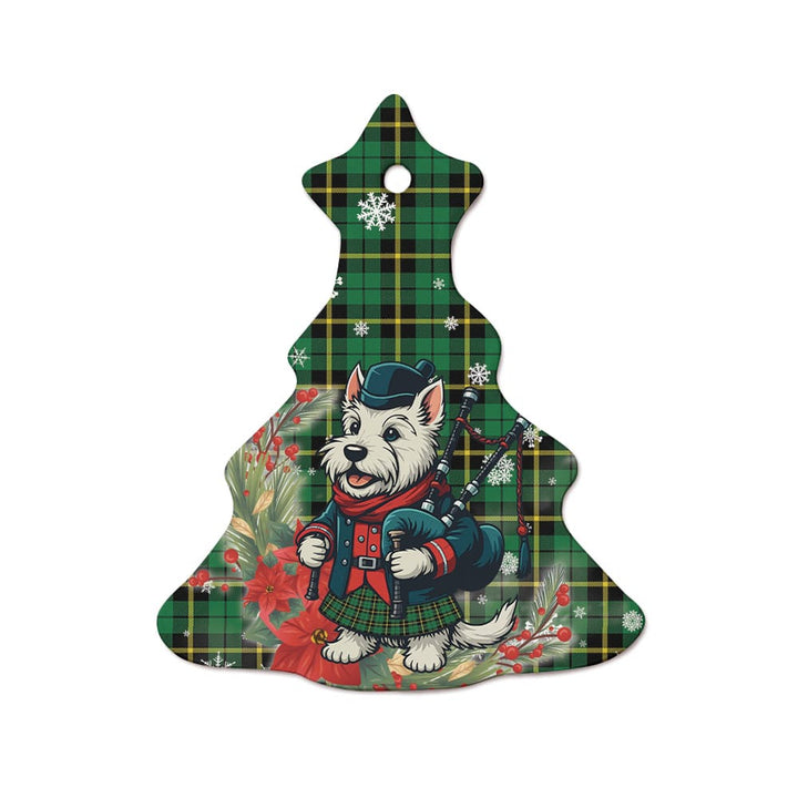 Scottish Wallace Hunting - Green Clan Tartan Ceramic Ornament Cute Scottish Terrier Dog Tree Style Tartan Plaid